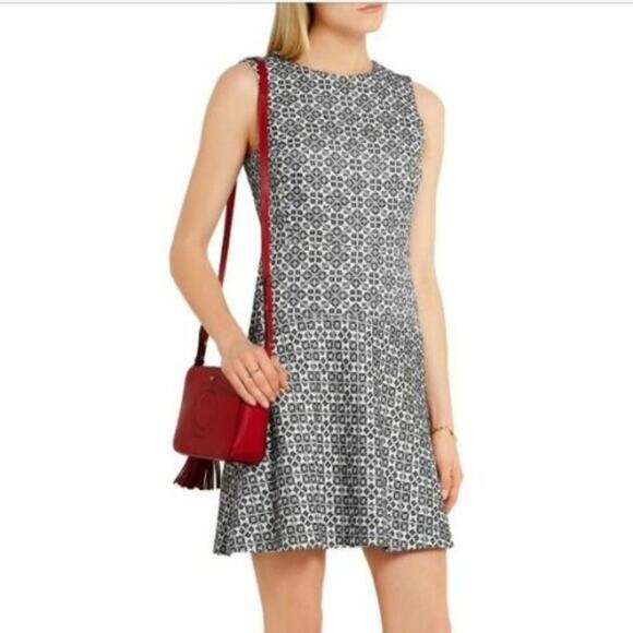 Tory Burch Geometric Jacquard Drop Waist Sleeveless Dress - Picture 1 of 8